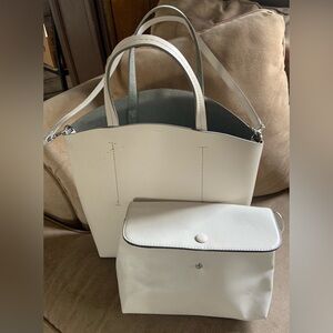 Elegant White Tote and Clutch Set
